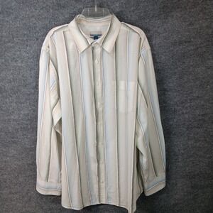 Breakwater XXL Retro Vintage Striped Stripes Coloes Light Beige Chest Pocket Vtg